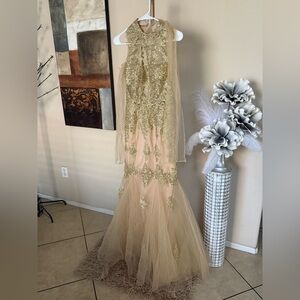 Elegant Gold and Cream Gown